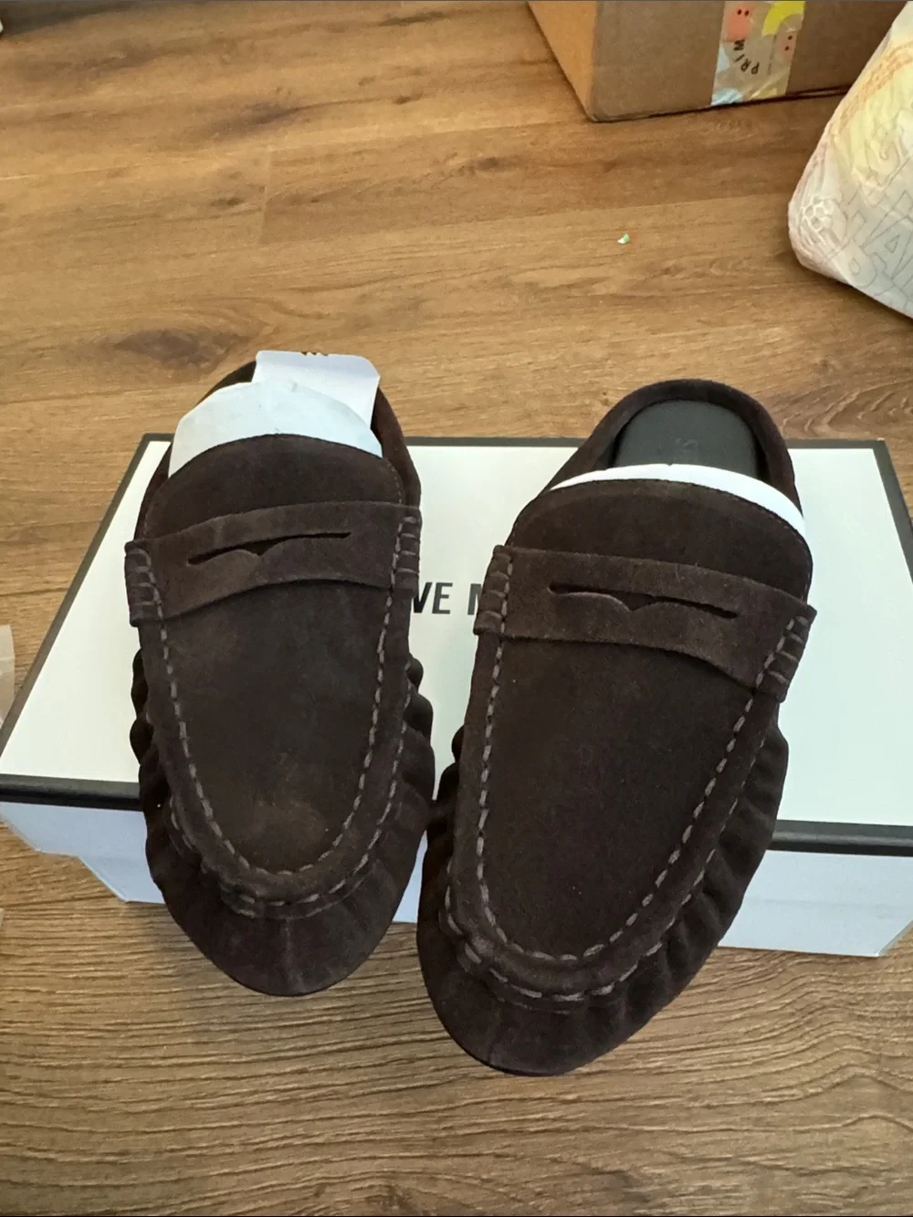 Steve Madden Dark Brown Suede Penny Loafers